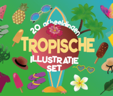 Tropische Illustratie Set voor eigen gebruik