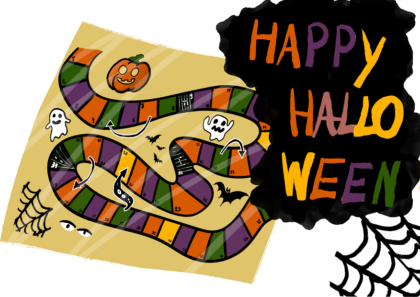 Ganzenbord - Halloween (oktober) - Print (Kleur)