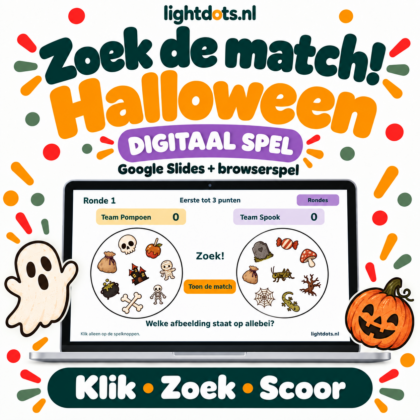 Halloween Zoek de Match: digitaal spel met Google Slides en browserspel